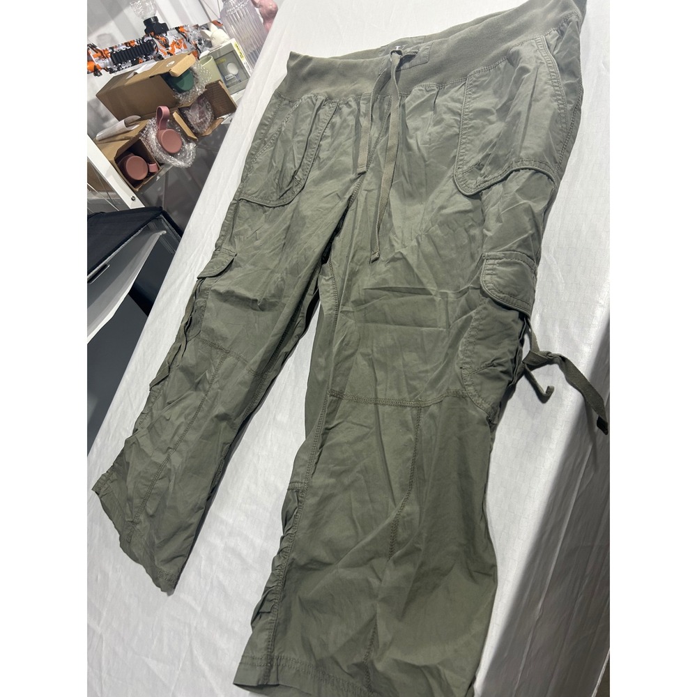Calvin Klein Jeans Olive Green Cargo Capri Pants XXL Drawstring Utility Crop
